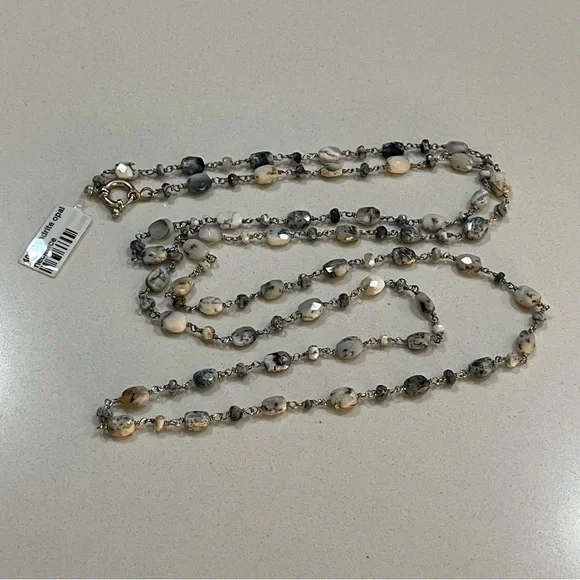 NWT One of A Kind Dentrite Opal beaded 40”Necklace.